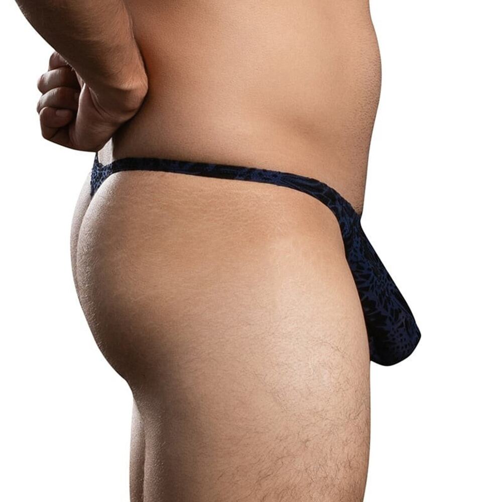 NEW Andrew Christian Underwear Nocturnal Mesh Thong Black Blue Size Medium